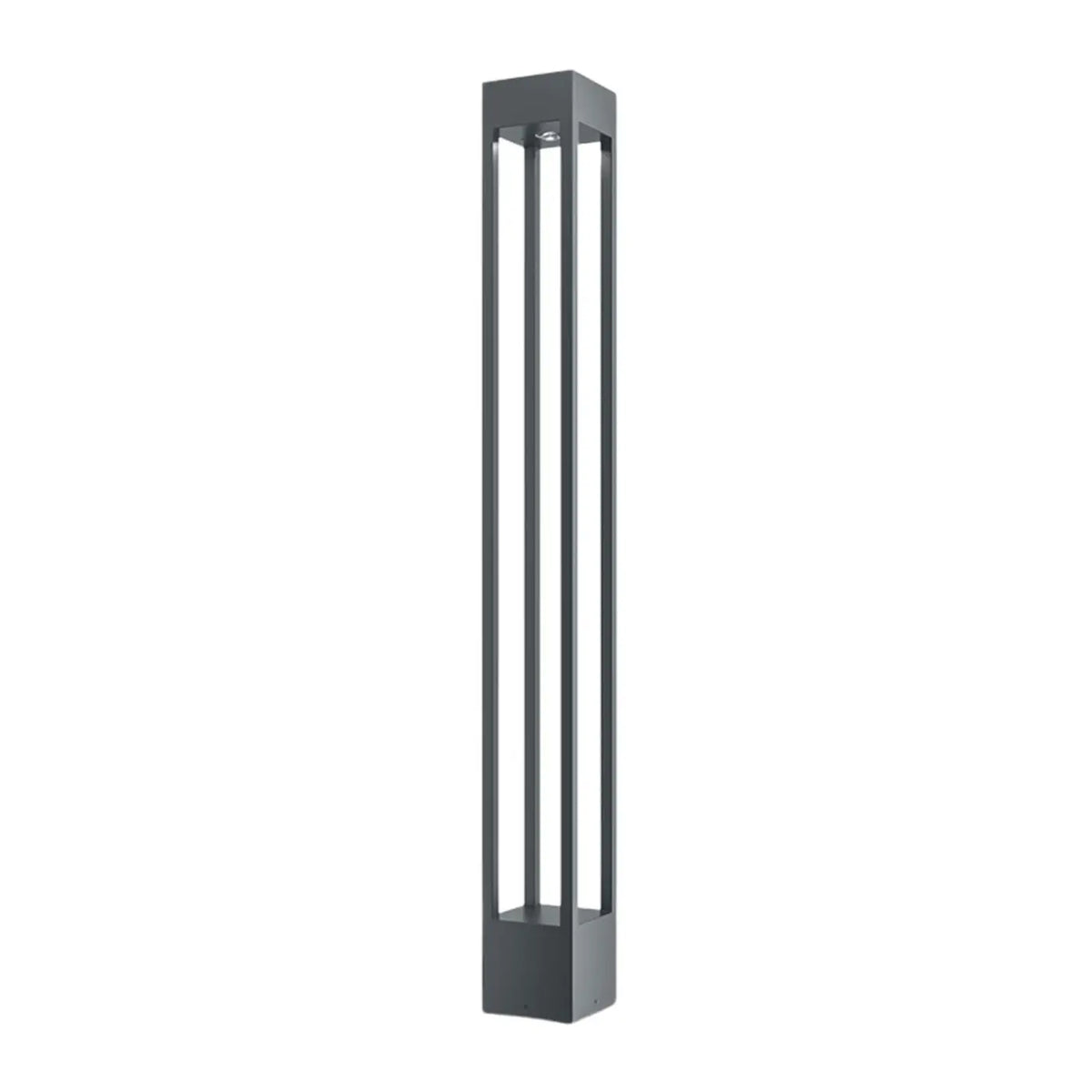 Borne extérieure LED carrée en aluminium gris, trois hauteurs