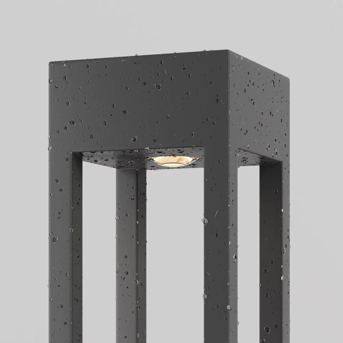 Borne extérieure LED carrée en aluminium gris, trois hauteurs