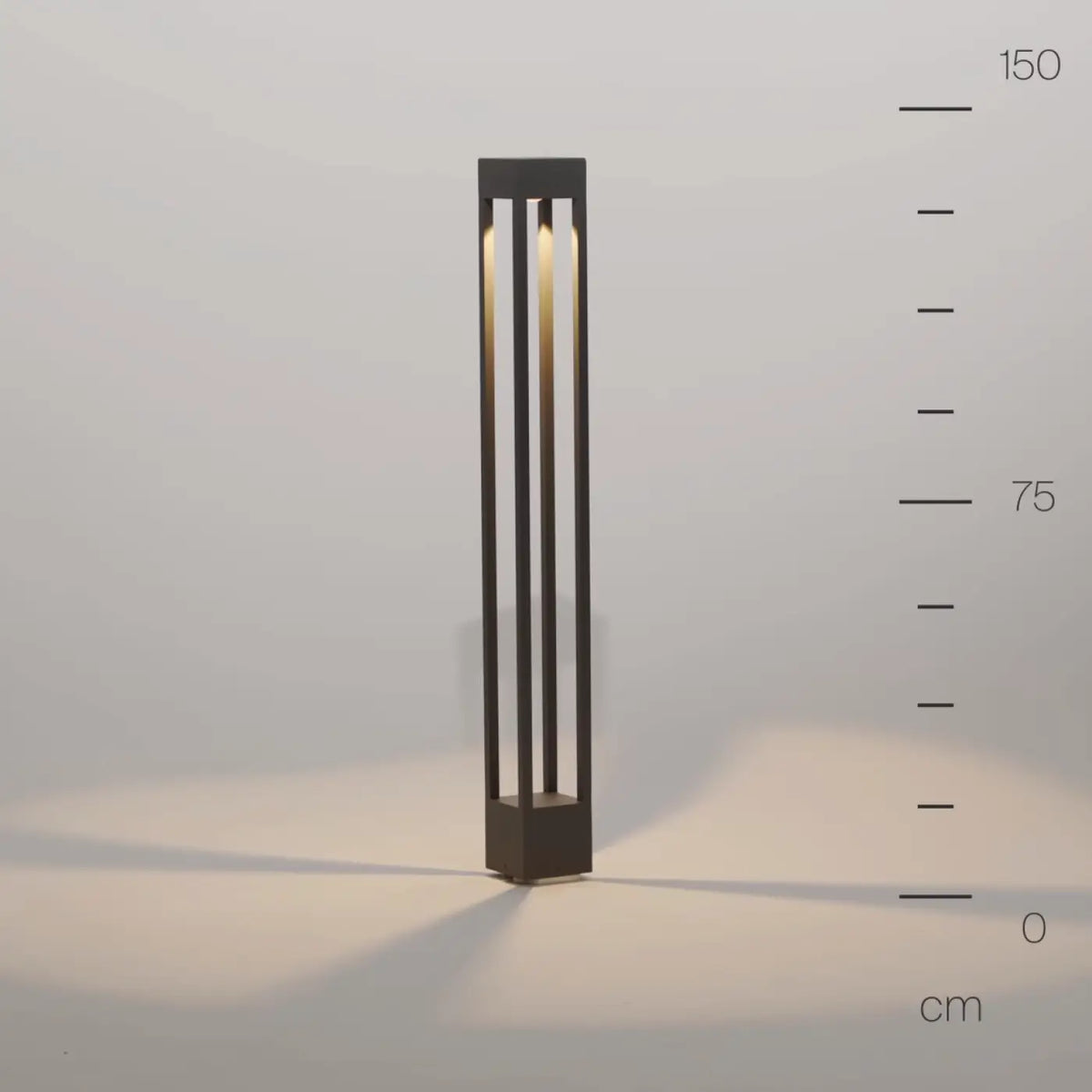 Borne extérieure LED carrée en aluminium gris, trois hauteurs