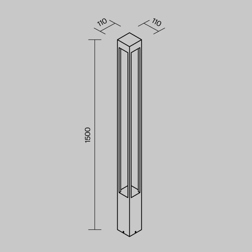 Borne extérieure LED carrée en aluminium gris, trois hauteurs