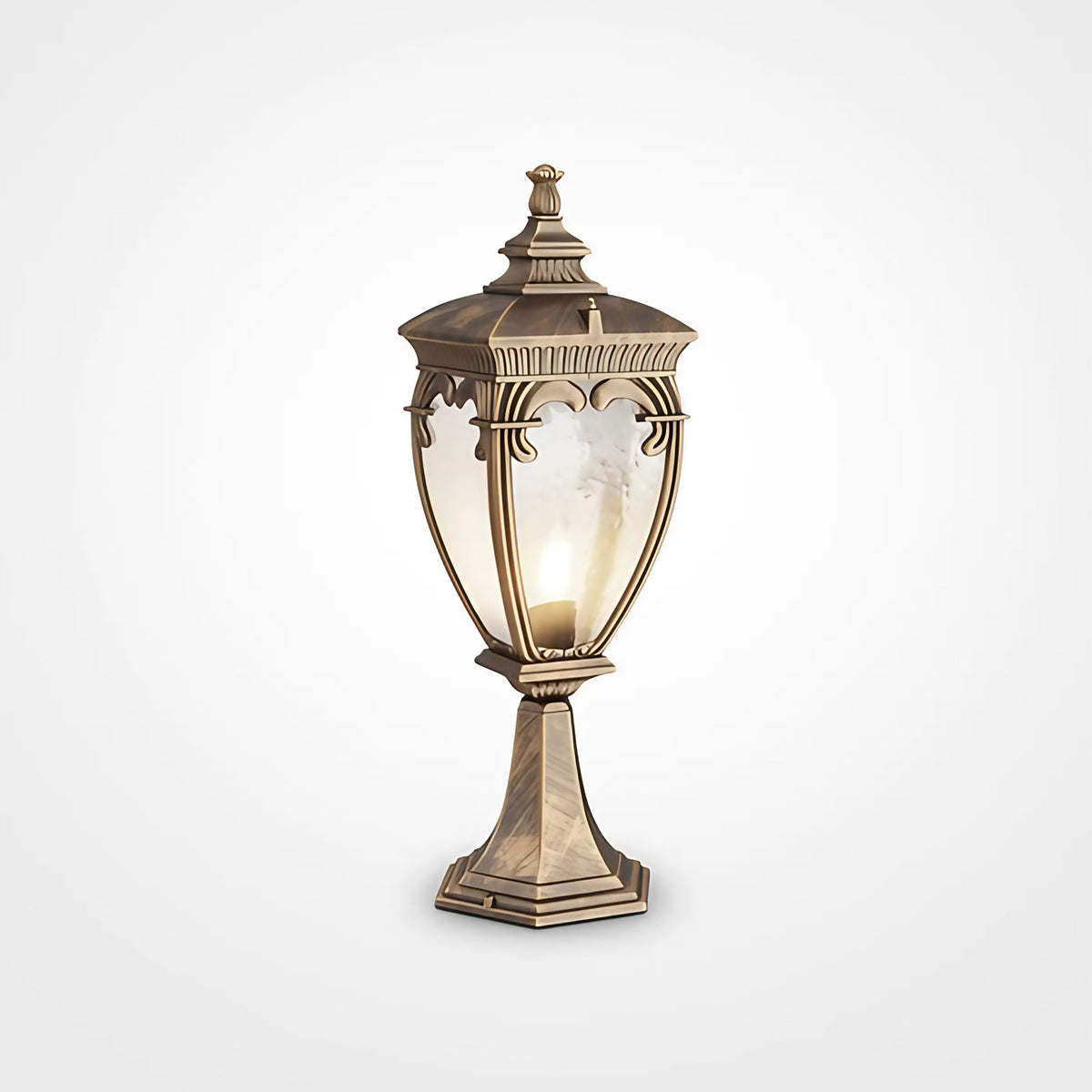 Borne lanterne baroque en acier pour jardin, 48,5 cm, doré