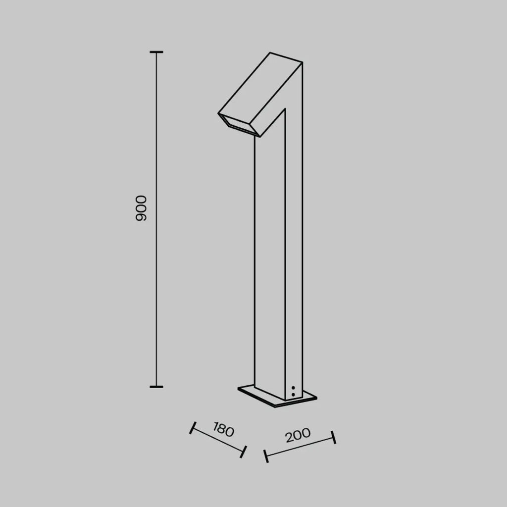 Borne extérieure LED à tête inclinée en acier noir, 90 cm, IP65