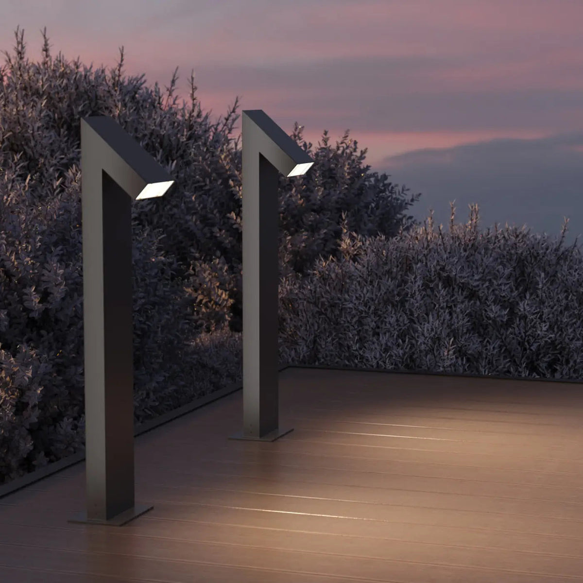 Borne extérieure LED à tête inclinée en acier noir, 90 cm, IP65