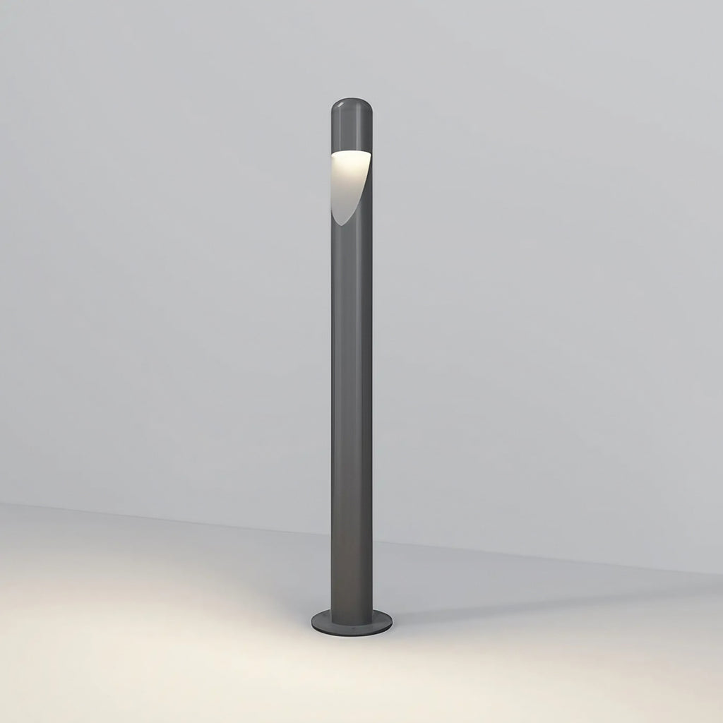 Borne extérieure LED cylindre fin en acier noir, 60 cm, IP65