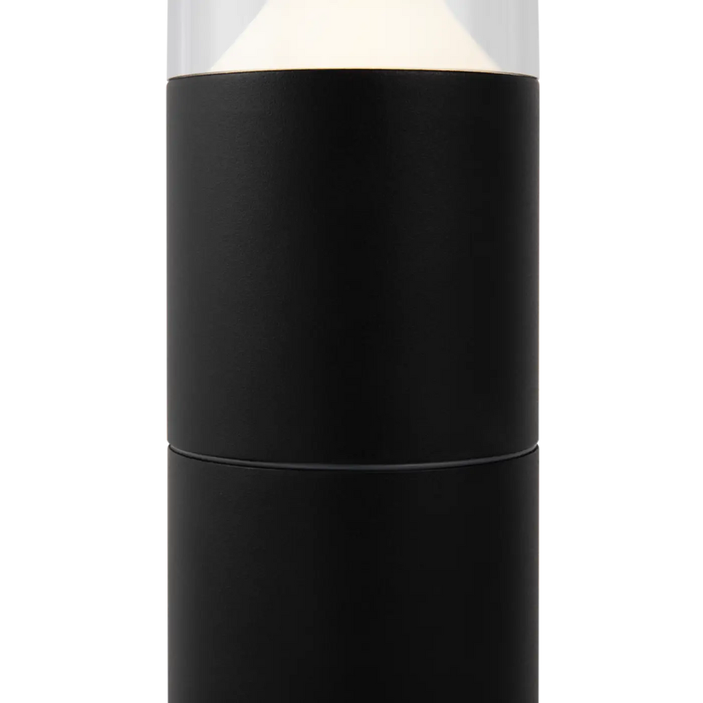 Borne extérieure LED cylindrique en acier noir, 45 ou 65 cm