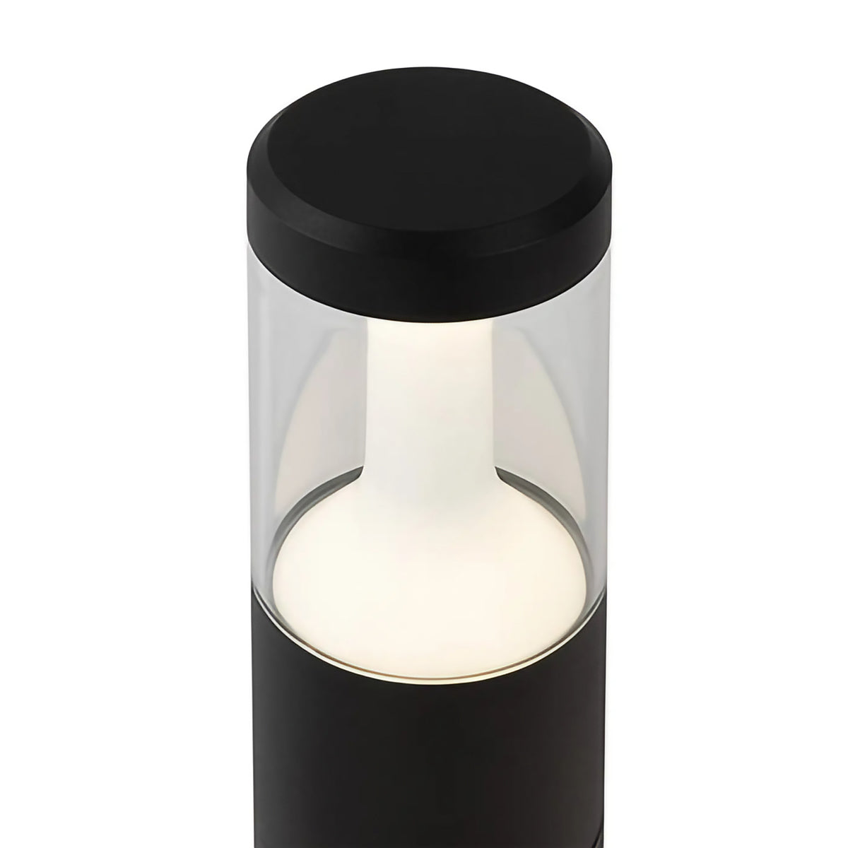 Borne extérieure LED cylindrique en acier noir, 45 ou 65 cm