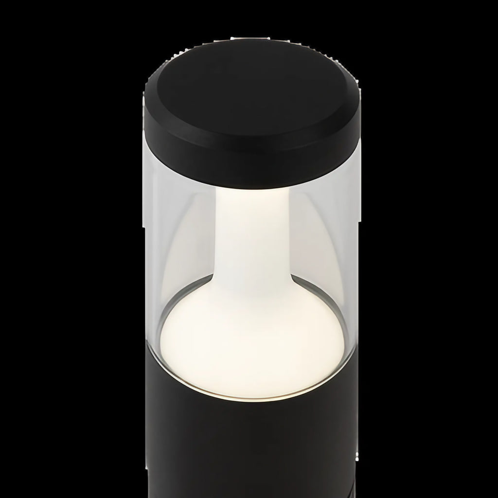 Borne extérieure LED cylindrique en acier noir, 45 ou 65 cm