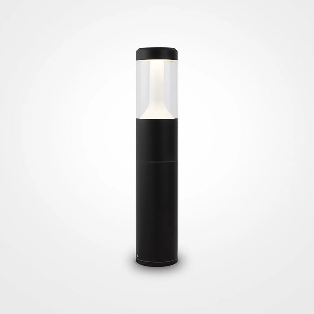 Borne extérieure LED cylindrique en acier noir, 45 ou 65 cm, noir