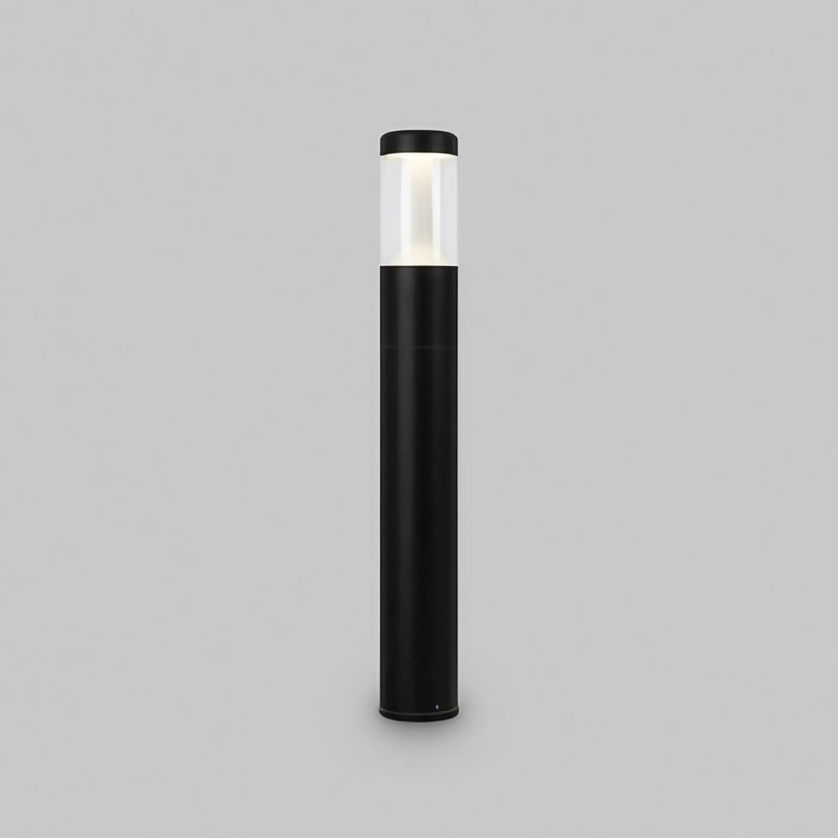 Borne extérieure LED cylindrique en acier noir, 45 ou 65 cm
