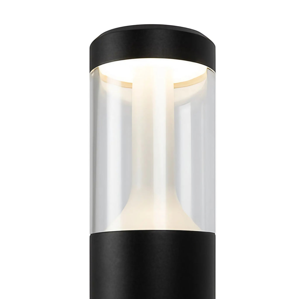 Borne extérieure LED cylindrique en acier noir, 45 ou 65 cm