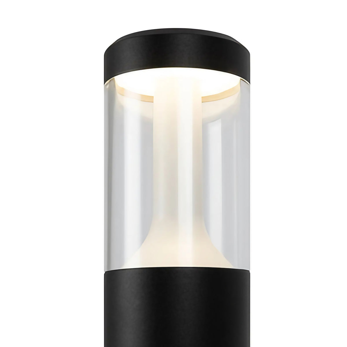 Borne extérieure LED cylindrique en acier noir, 45 ou 65 cm