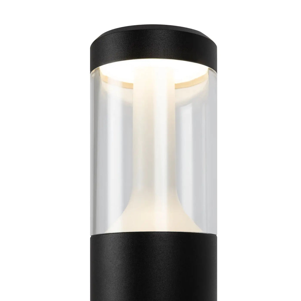 Borne extérieure LED cylindrique en acier noir, 45 ou 65 cm
