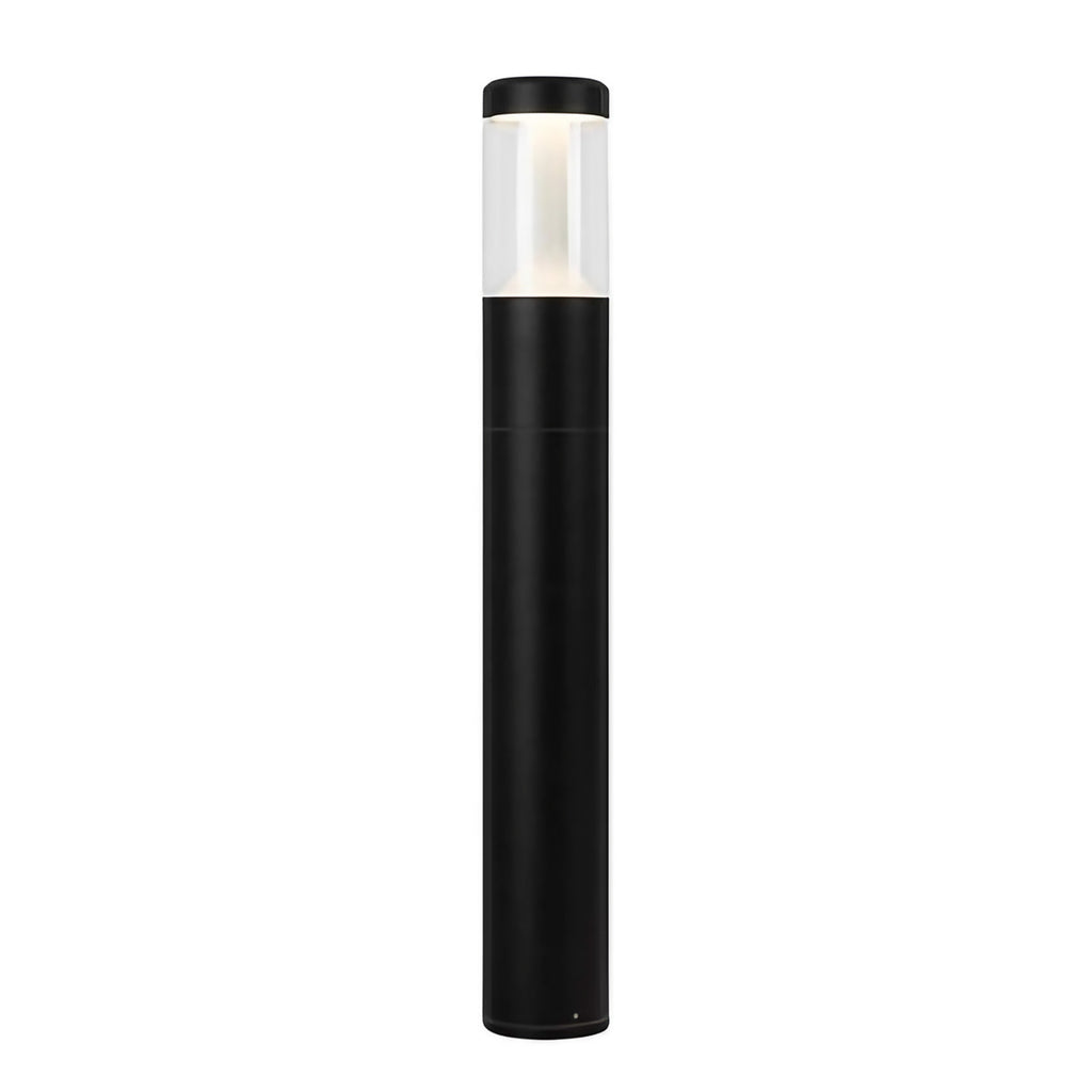 Borne extérieure LED cylindrique en acier noir, 45 ou 65 cm