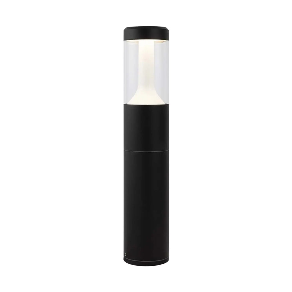 Borne extérieure LED cylindrique en acier noir, 45 ou 65 cm