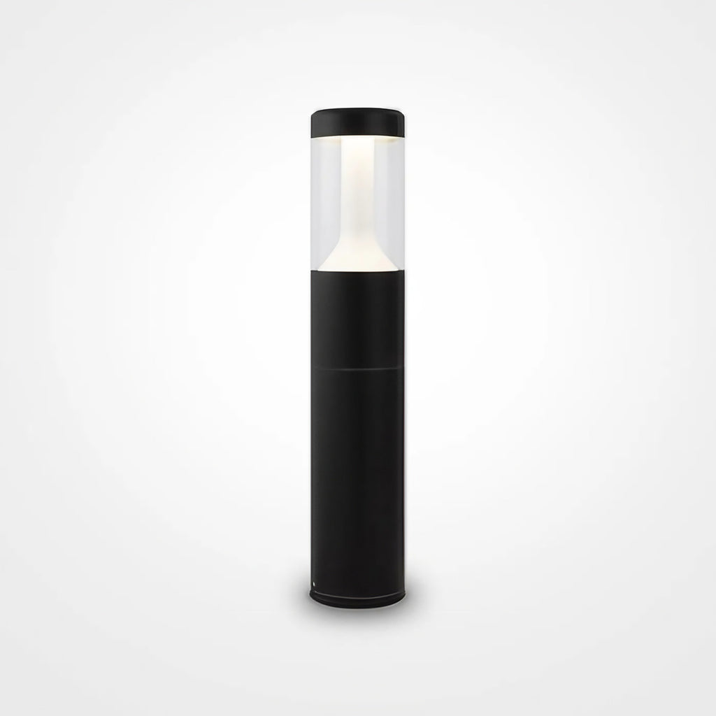 Borne extérieure LED cylindrique en acier noir, 45 ou 65 cm