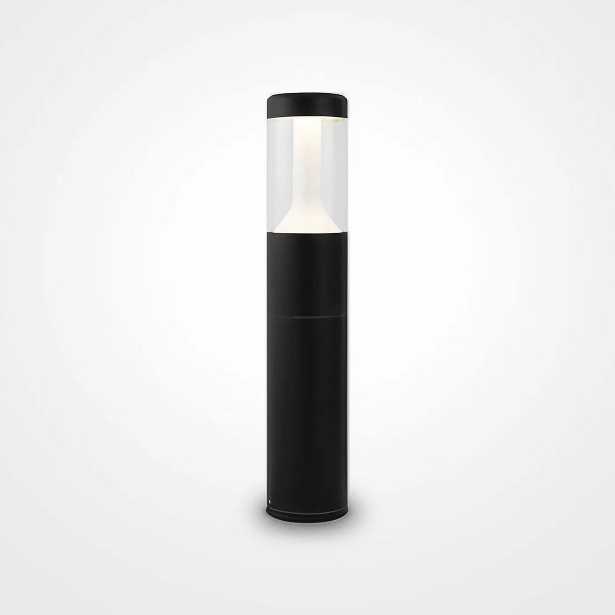 Borne extérieure LED cylindrique en acier noir, 45 ou 65 cm