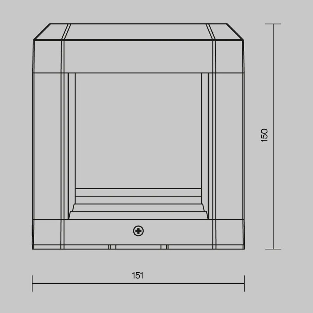 Borne extérieure LED cubique en acier gris, 15 cm, IP65