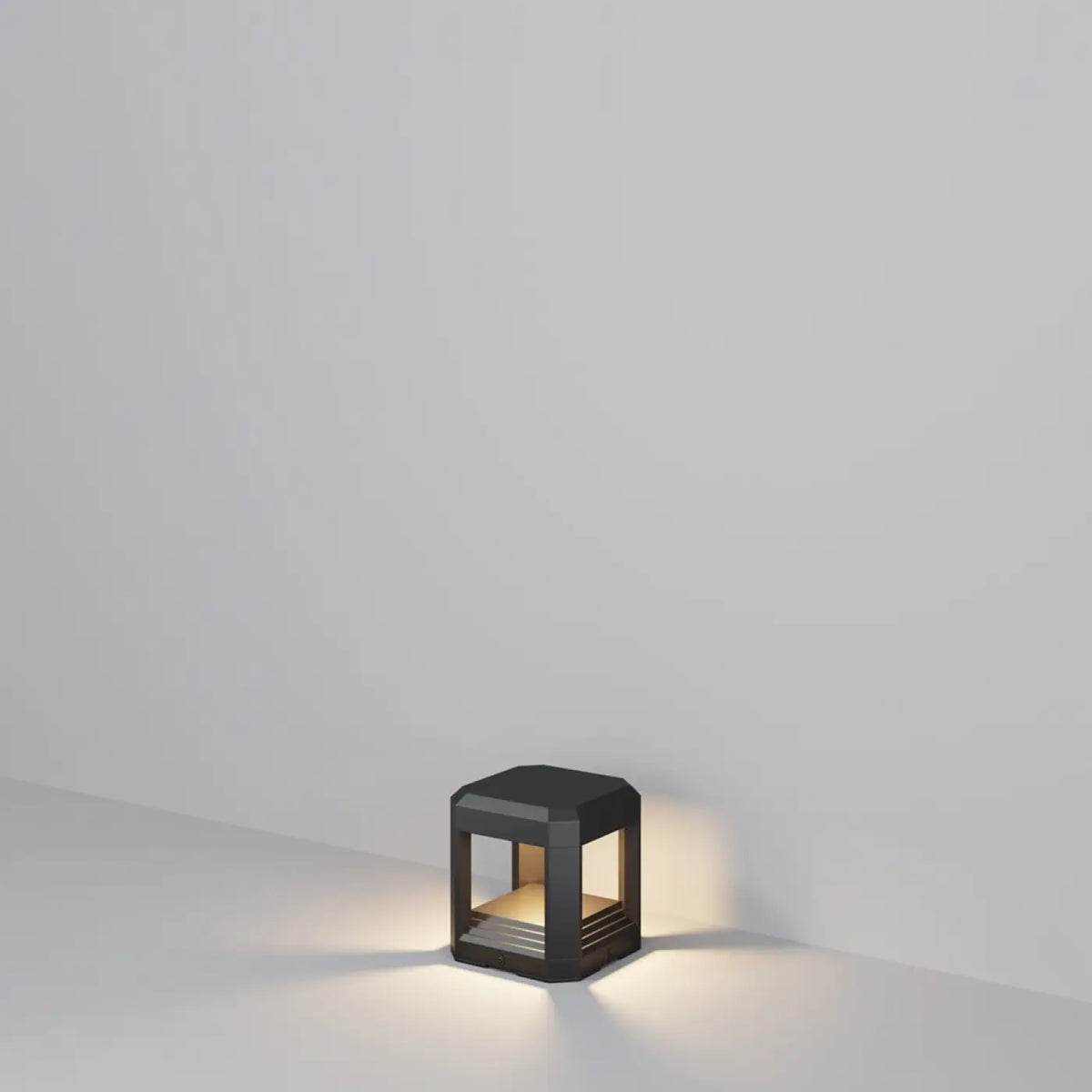 Borne extérieure LED cubique en acier gris, 15 cm, IP65