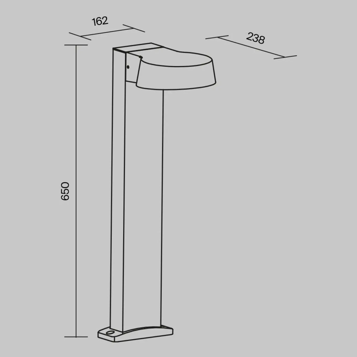 Borne extérieure LED à tête inclinée en acier noir, 65 cm