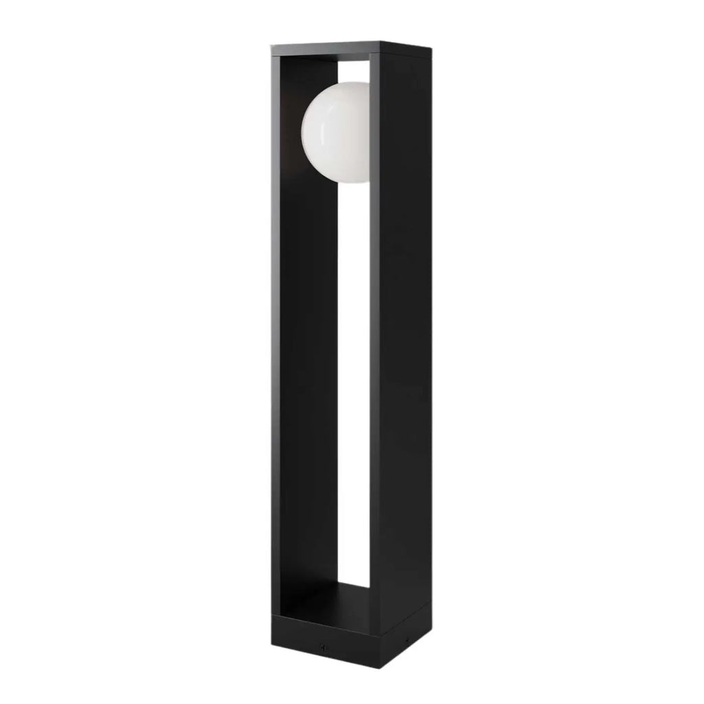 Borne lanterne LED en acier noir et verre, 75 cm, IP65