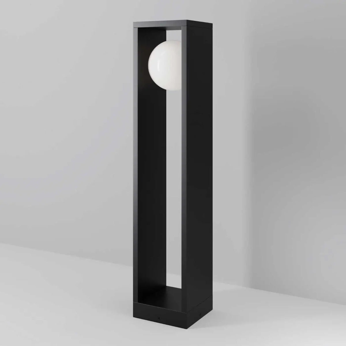 Borne lanterne LED en acier noir et verre, 75 cm, IP65