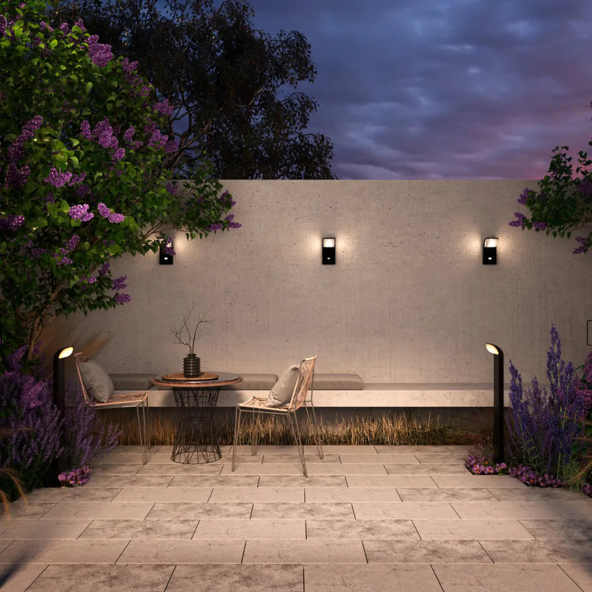 Borne de jardin LED colonne noire de 80 cm, IP65