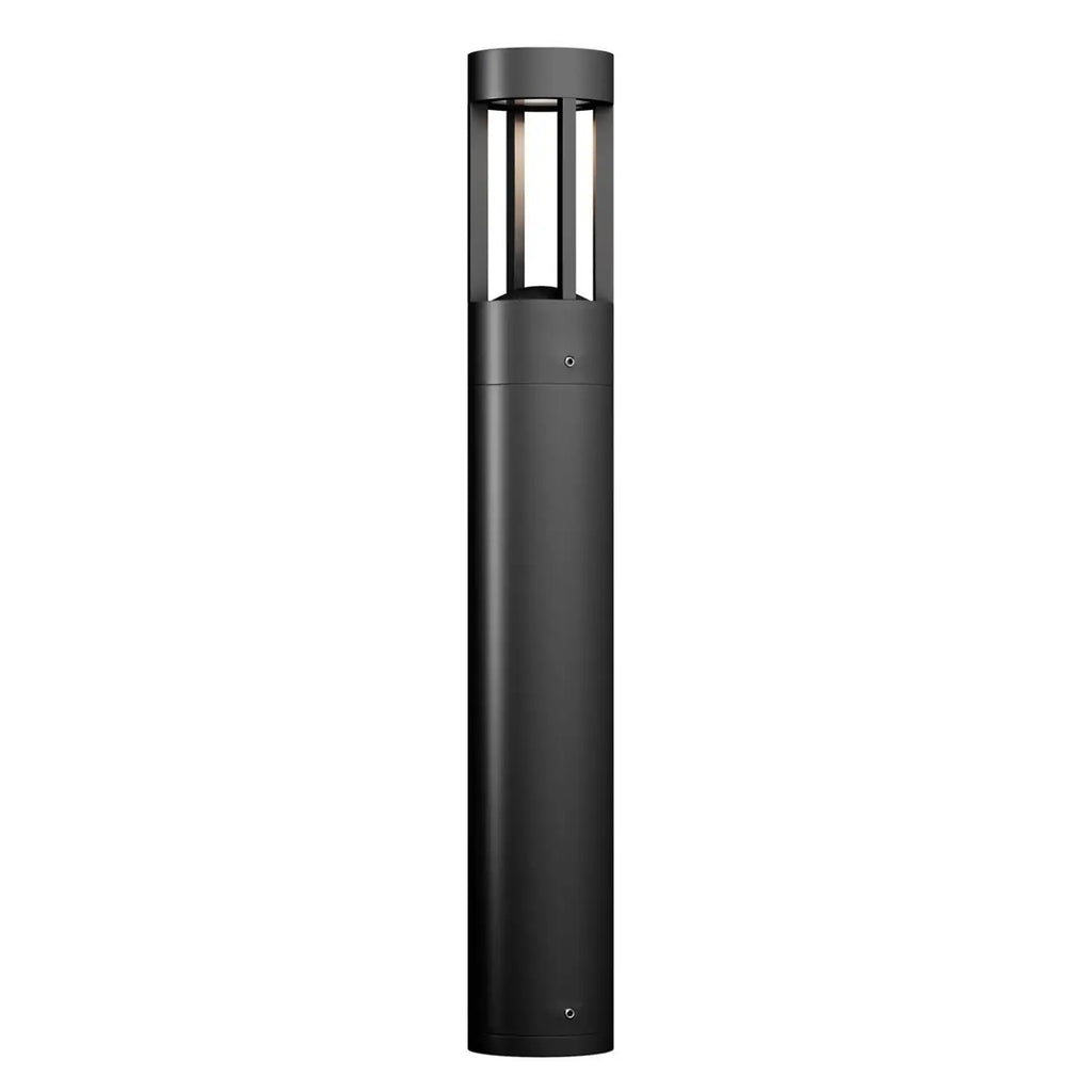 Borne extérieure LED cylindrique en acier noir, 20 ou 60 cm