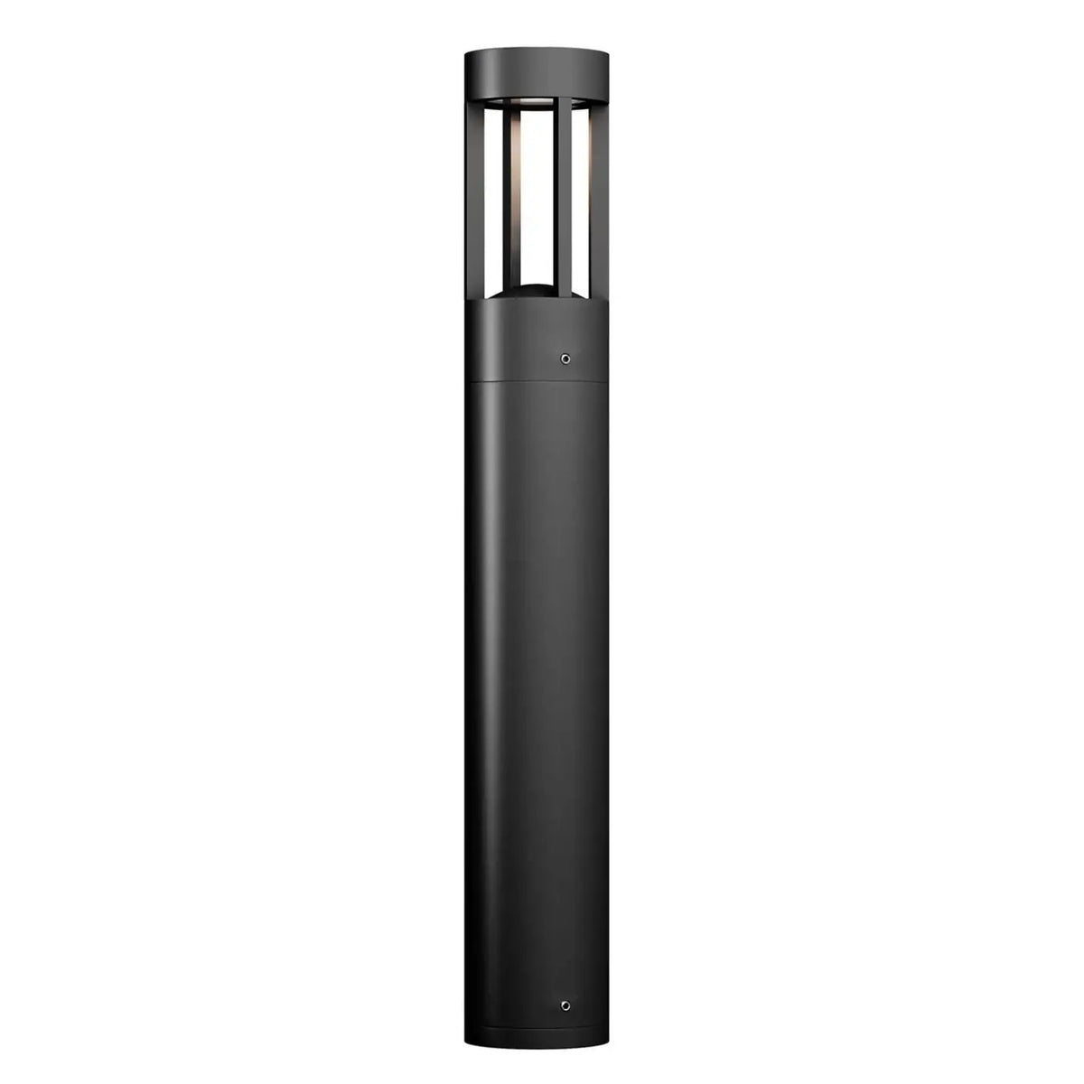 Borne extérieure LED cylindrique en acier noir, 20 ou 60 cm