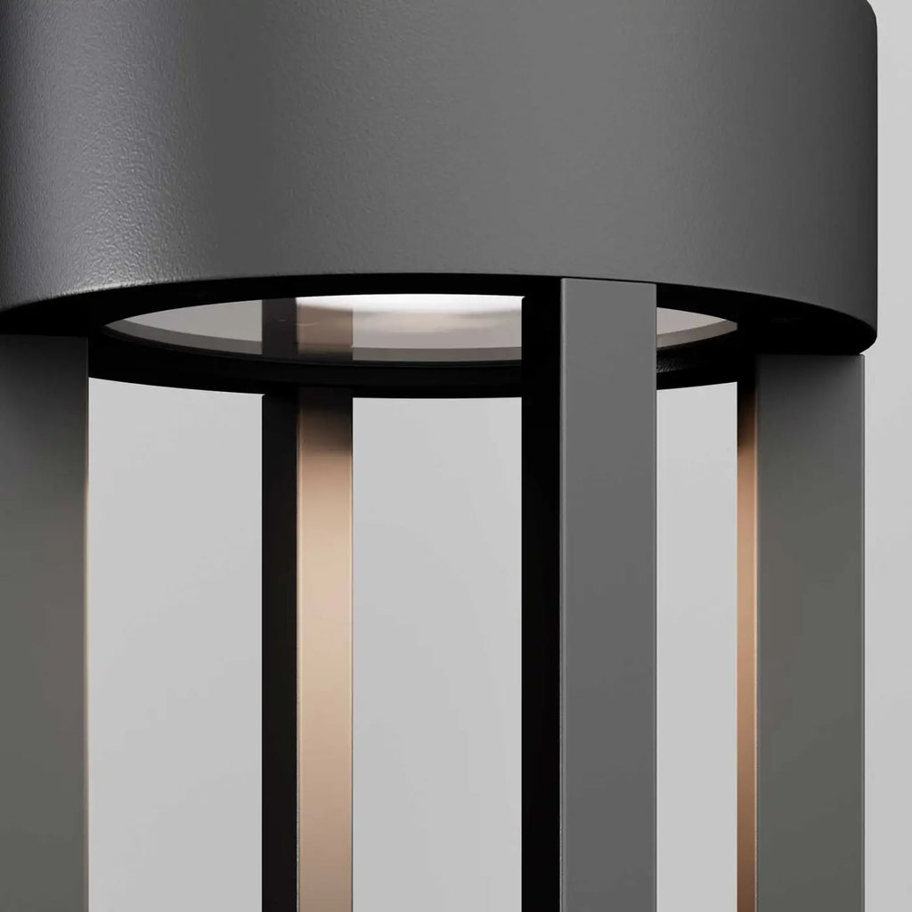 Borne extérieure LED cylindrique en acier noir, 20 ou 60 cm