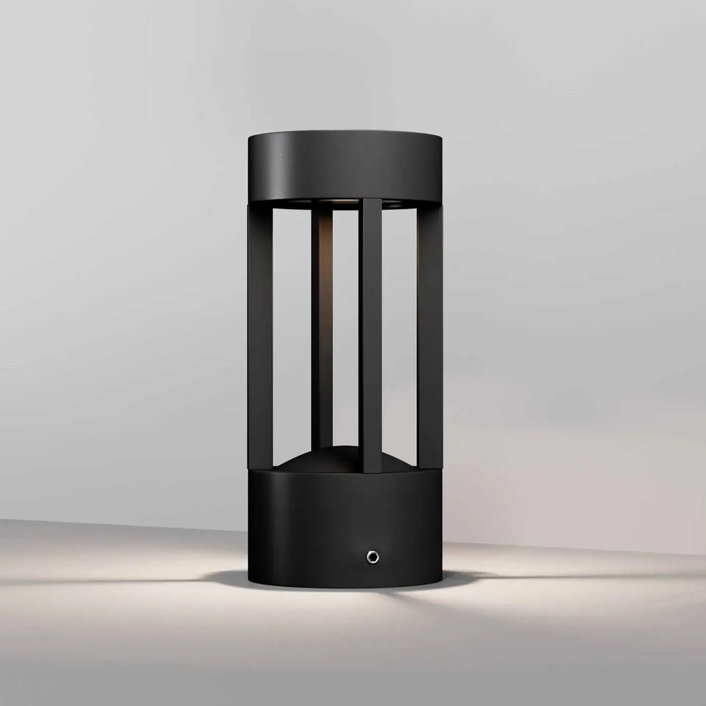 Borne extérieure LED cylindrique en acier noir, 20 ou 60 cm