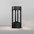 Borne extérieure LED cylindrique en acier noir, 20 ou 60 cm