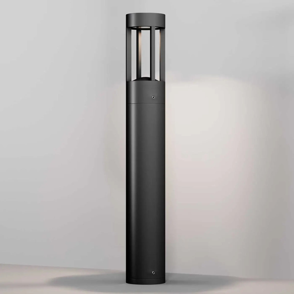 Borne extérieure LED cylindrique en acier noir, 20 ou 60 cm