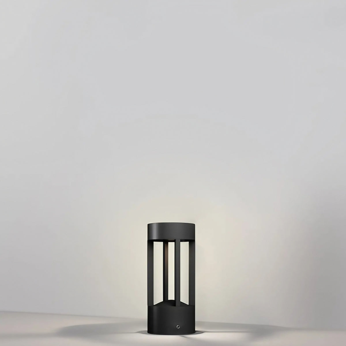 Borne extérieure LED cylindrique en acier noir, 20 ou 60 cm