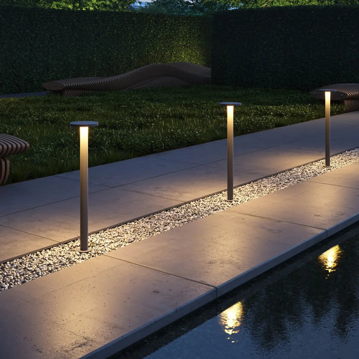 Borne LED extérieure champignon en acier anthracite, IP65