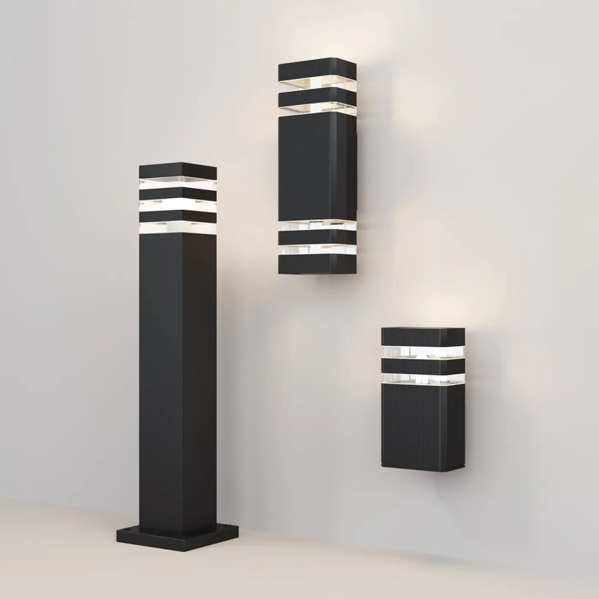 Borne extérieure en acier noir à tête vitrée, 61 cm, culot E27