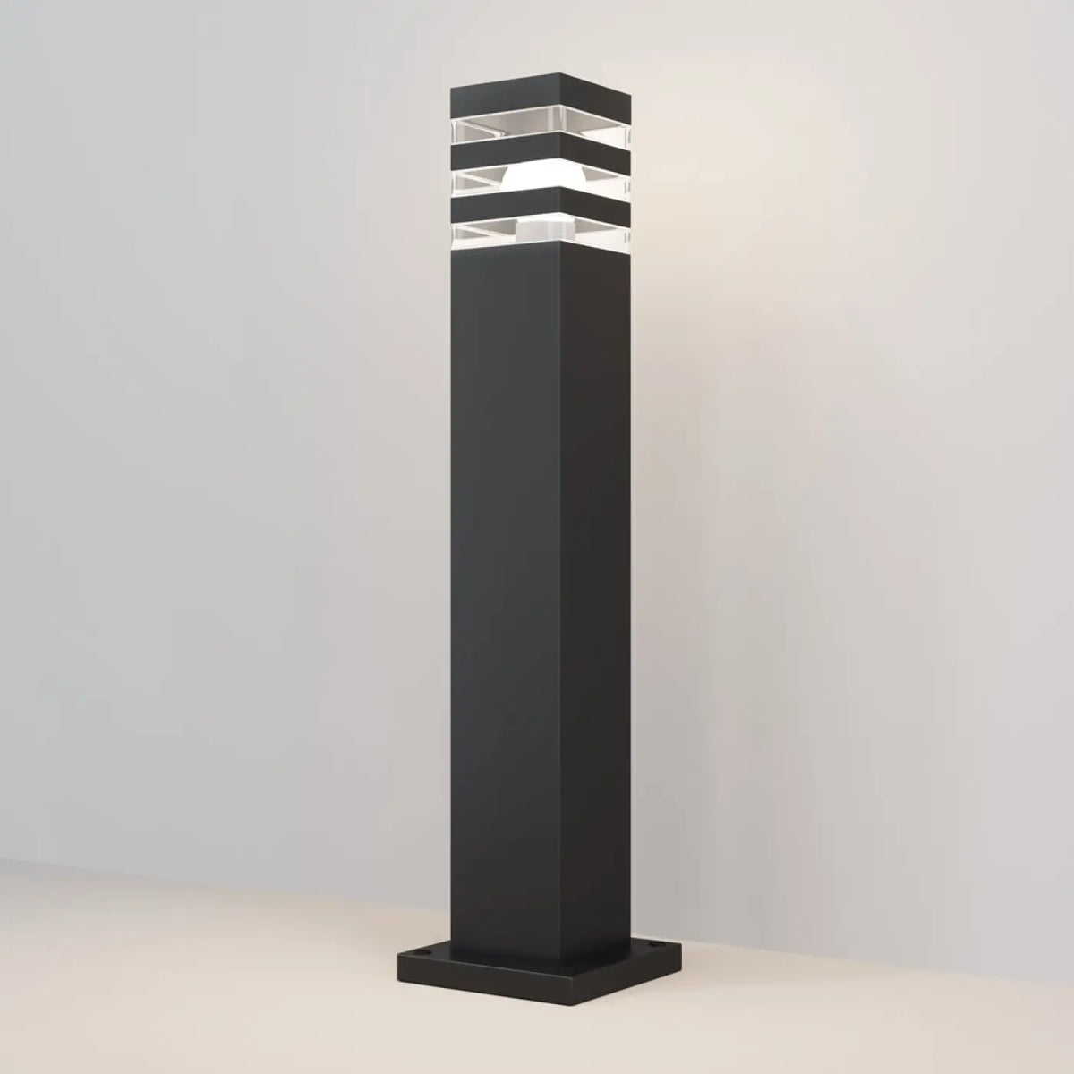 Borne extérieure en acier noir à tête vitrée, 61 cm, culot E27