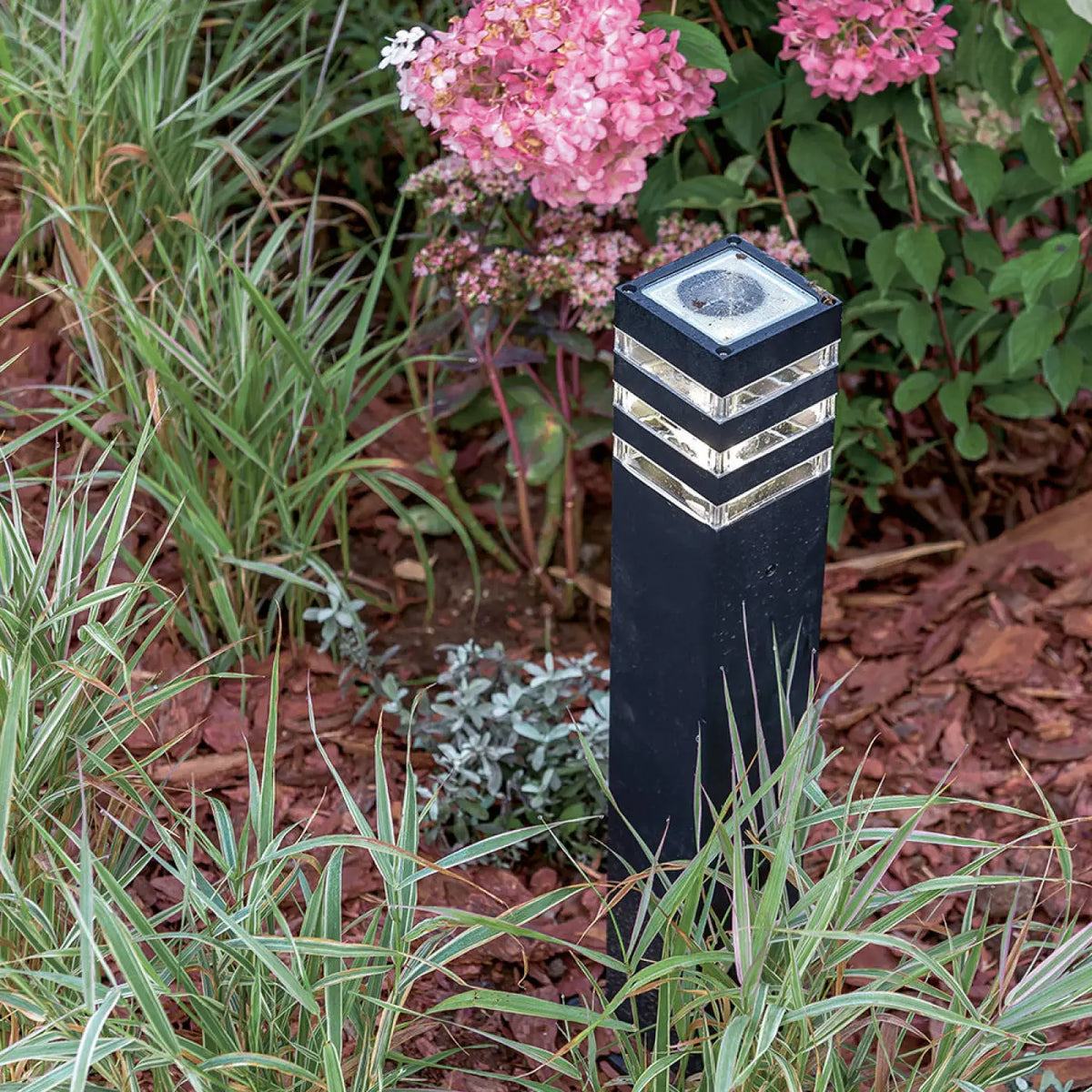 Borne extérieure en acier noir à tête vitrée, 61 cm, culot E27