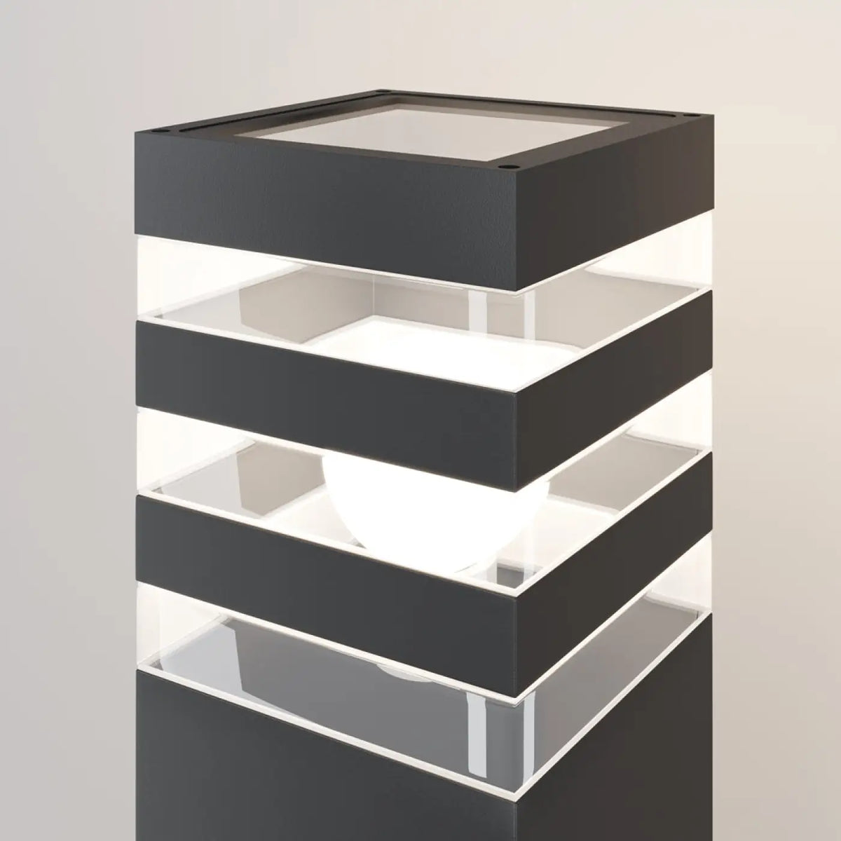 Borne extérieure en acier noir à tête vitrée, 61 cm, culot E27