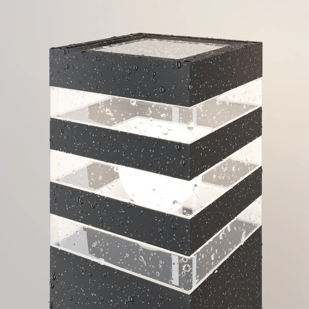 Borne extérieure en acier noir à tête vitrée, 61 cm, culot E27