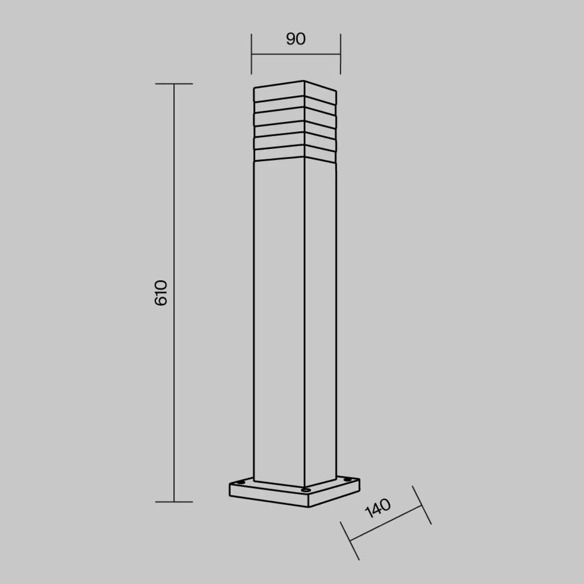 Borne extérieure en acier noir à tête vitrée, 61 cm, culot E27