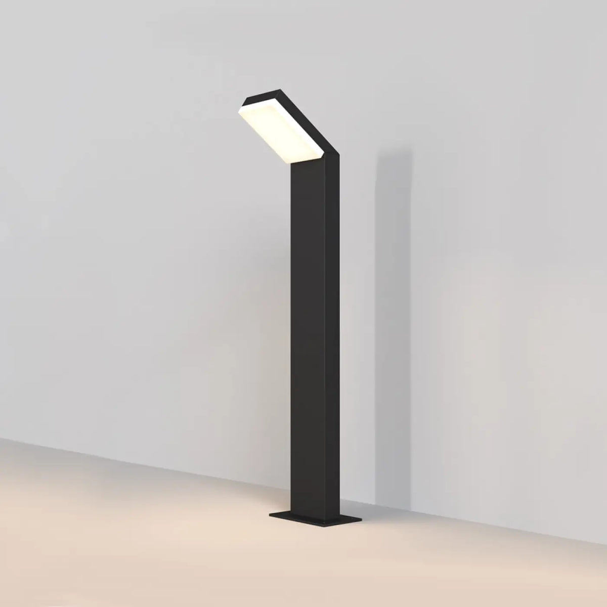 Borne extérieure LED à cadre décalé en acier noir, 80 cm