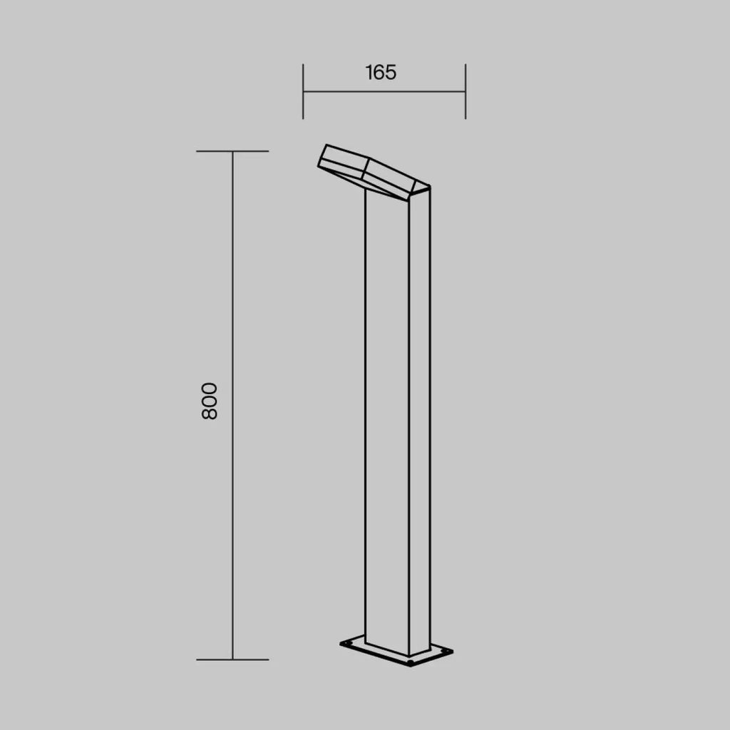 Borne extérieure LED à cadre décalé en acier noir, 80 cm