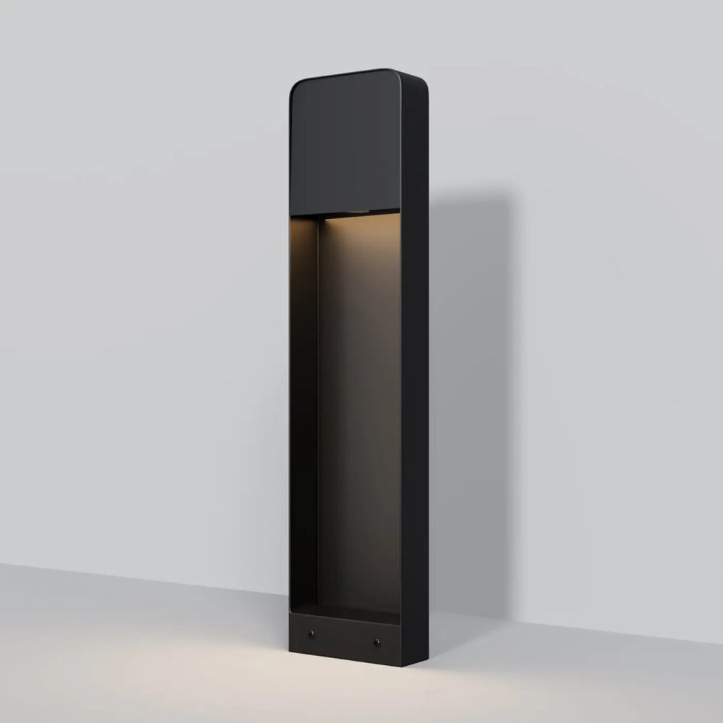 Borne de jardin LED en cadre vertical, noir ou effet bois, 68 cm