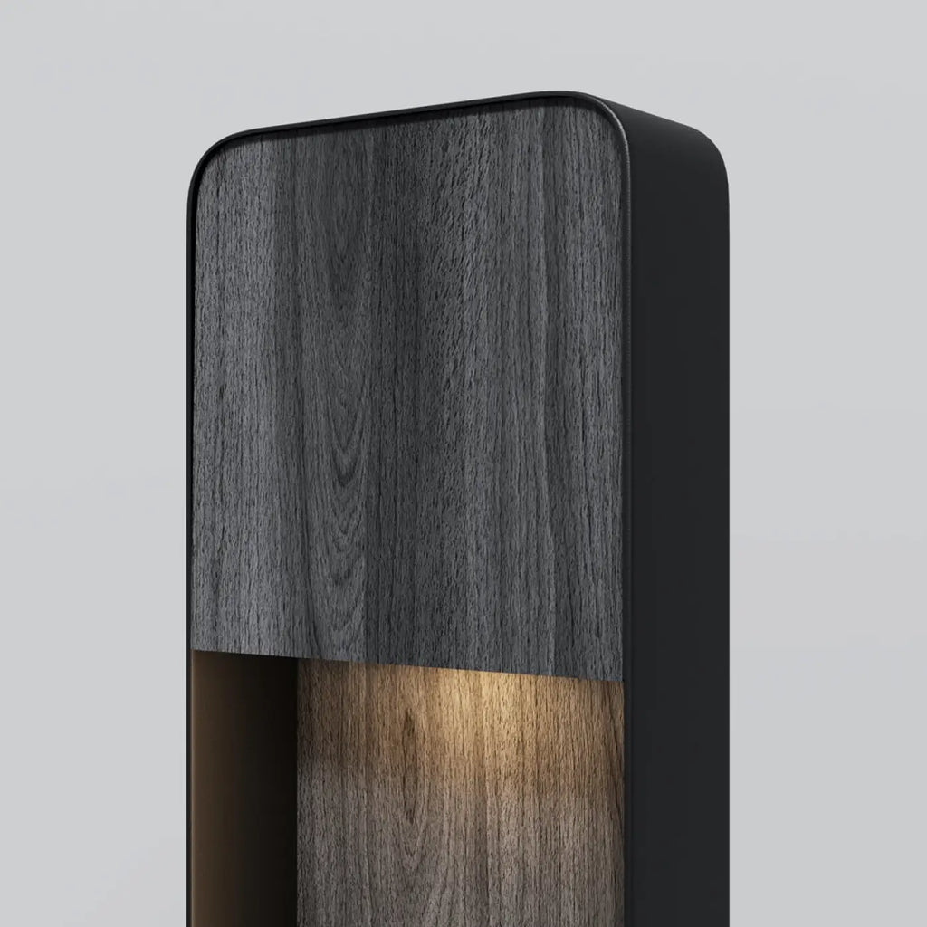 Borne de jardin LED en cadre vertical, noir ou effet bois, 68 cm