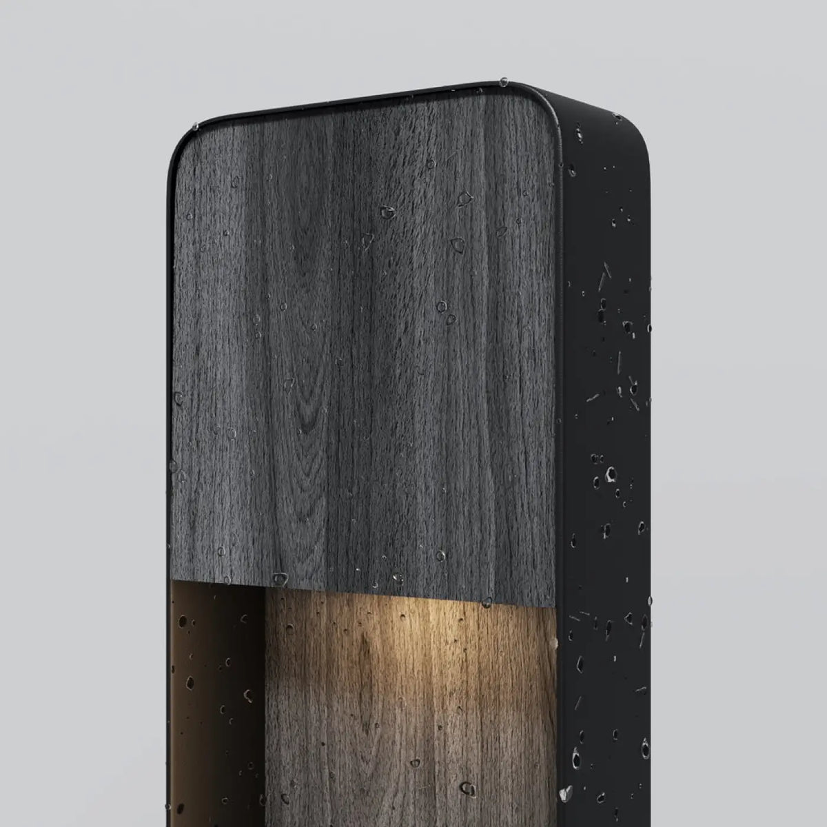 Borne de jardin LED en cadre vertical, noir ou effet bois, 68 cm