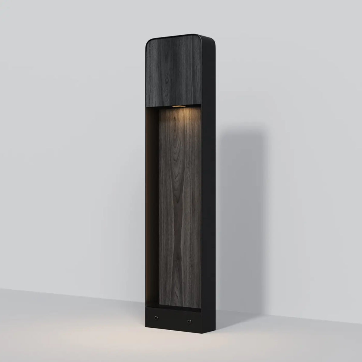 Borne de jardin LED en cadre vertical, noir ou effet bois, 68 cm