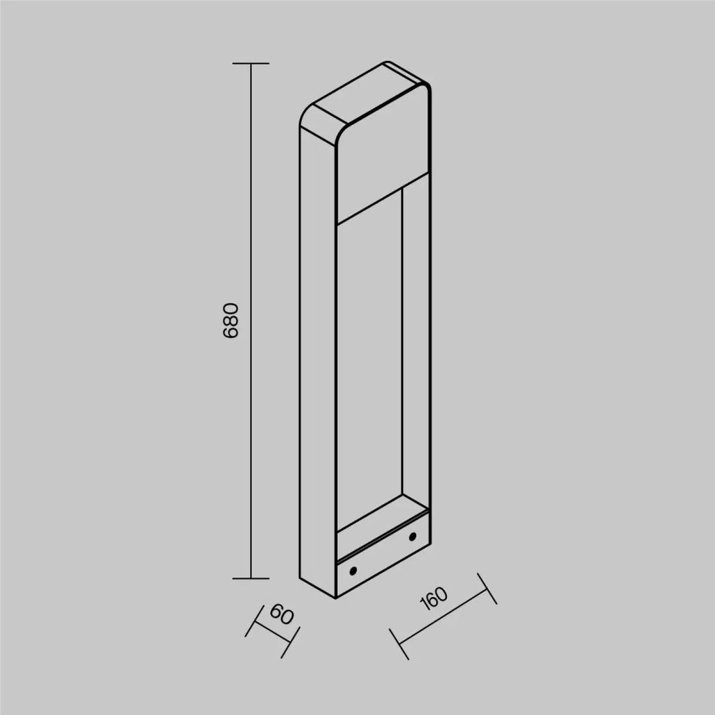 Borne de jardin LED en cadre vertical, noir ou effet bois, 68 cm