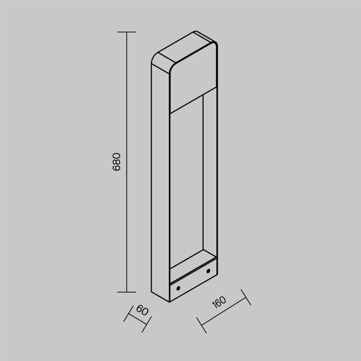 Borne de jardin LED en cadre vertical, noir ou effet bois, 68 cm