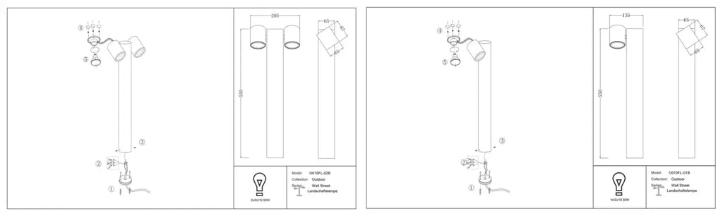 Borne de jardin à projecteur orientable, simple ou double, IP54