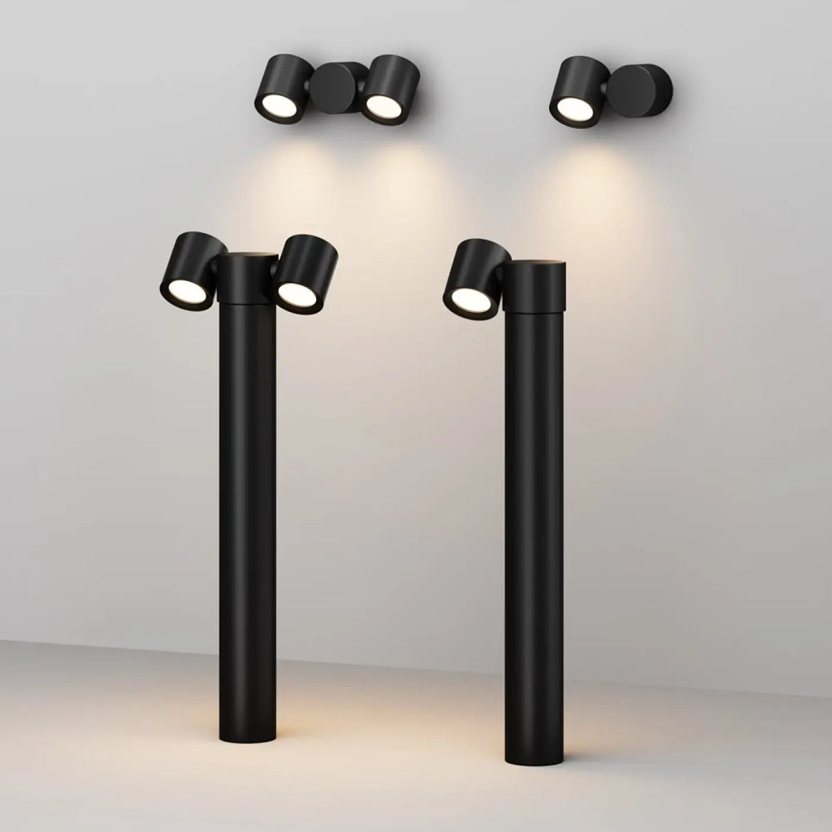 Borne de jardin à projecteur orientable, simple ou double, IP54